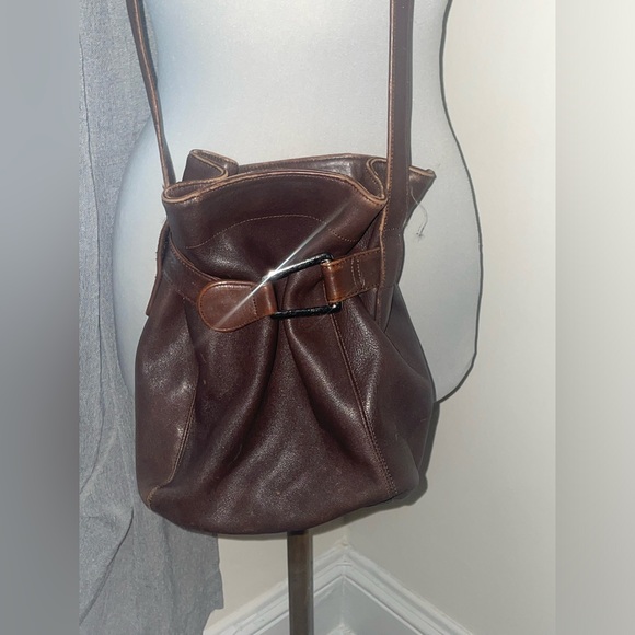 INC Dark brown bag, real leather, two pockets preowned - Picture 1 of 6